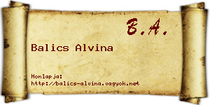 Balics Alvina névjegykártya